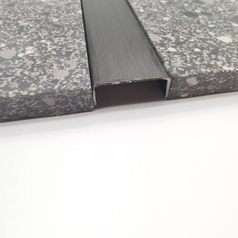 U20x8BLBR-4 U shape tile trim stainless steel black brush