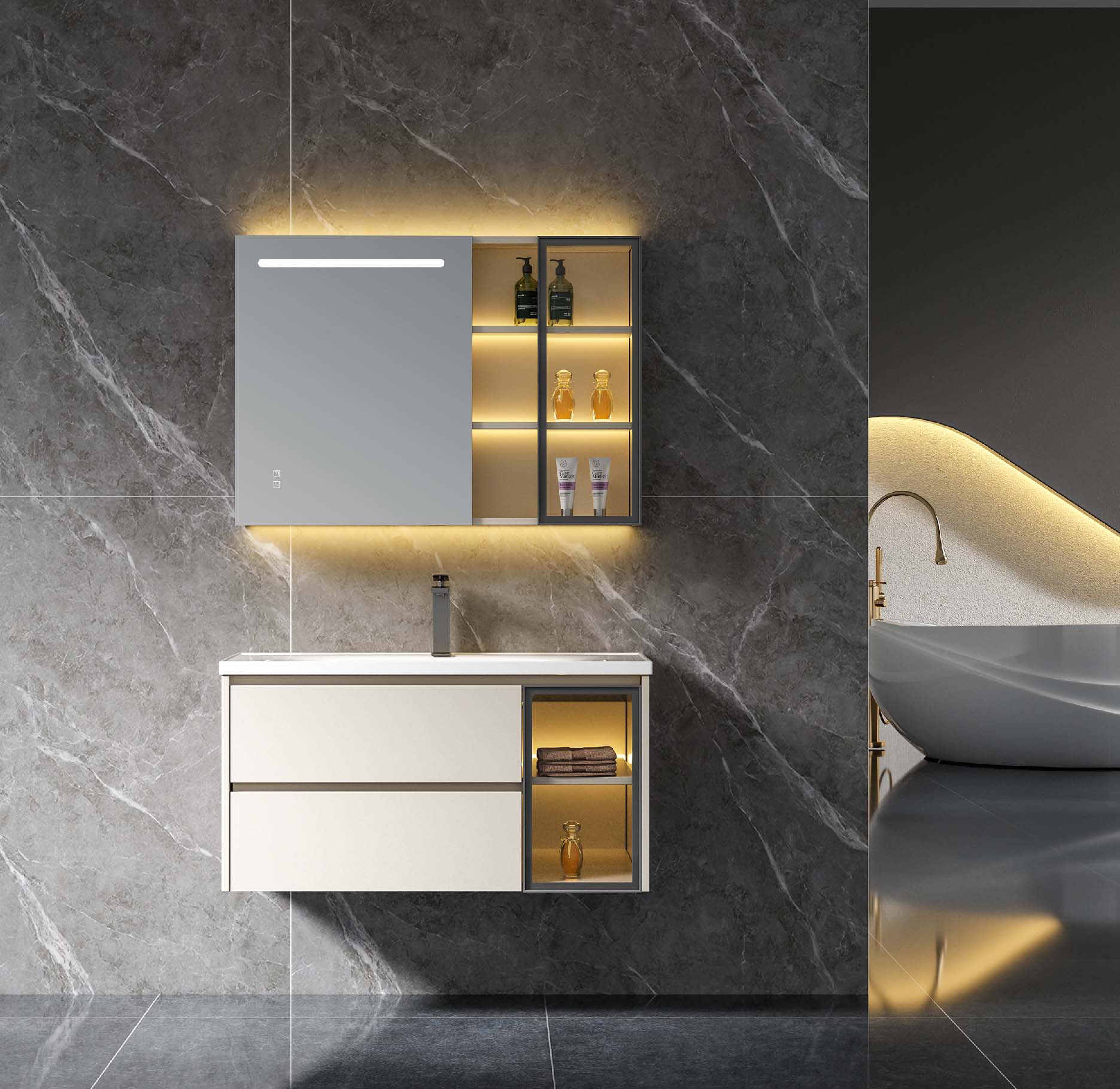 Functionality and Storage with High-End Bathroom Cabinet