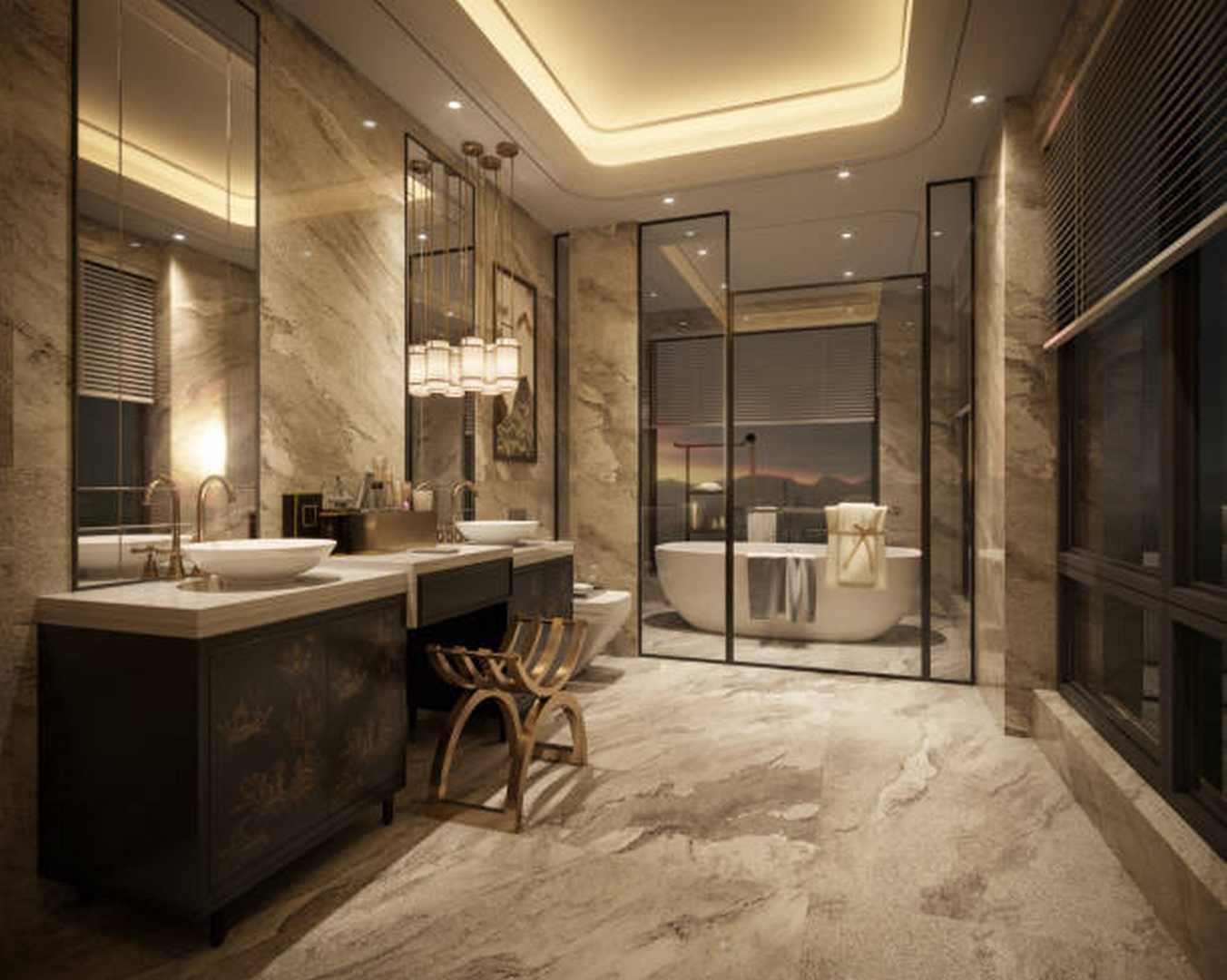 porcelain slab flooring in bathroom