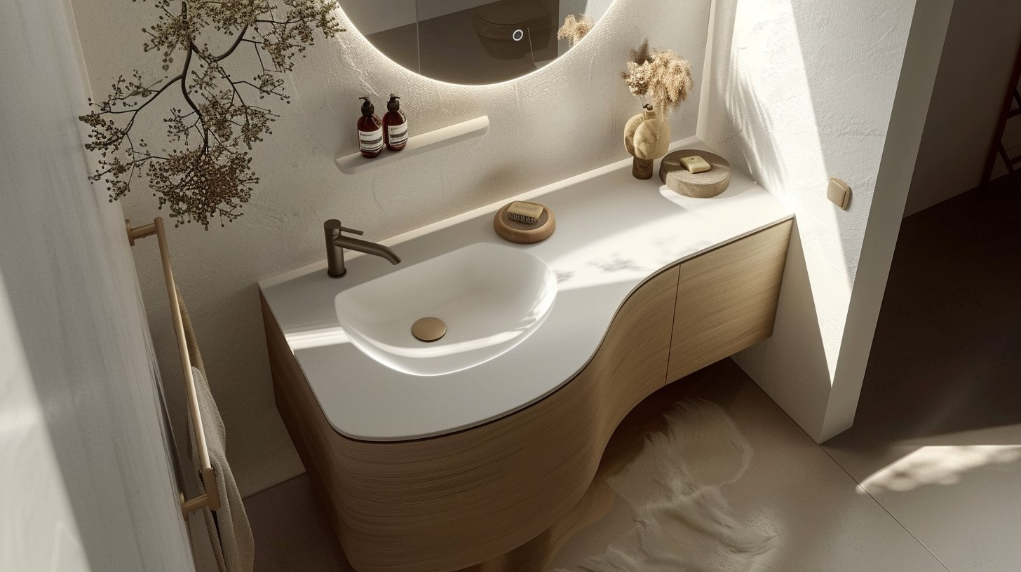 Curved Small Bathroom Vanity Design Ideas