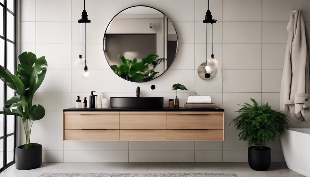 Mixed Materials Floating Small Bathroom Vanity