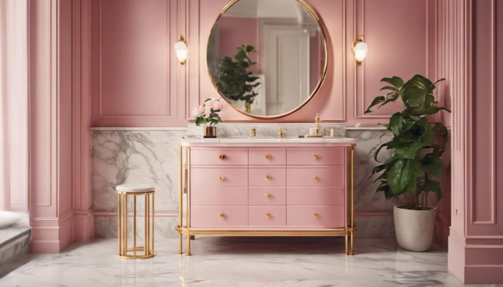 Pink Vanity With Marble Top