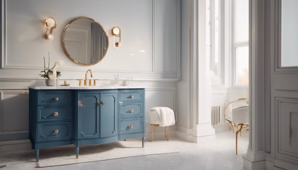 Blue Vanity With Scalloped Details