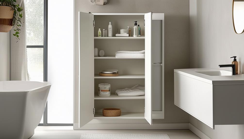 organizing bathroom cabinet