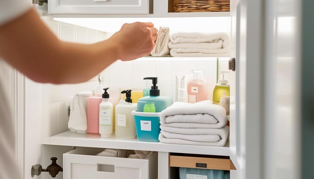 organizing bathroom cabinet