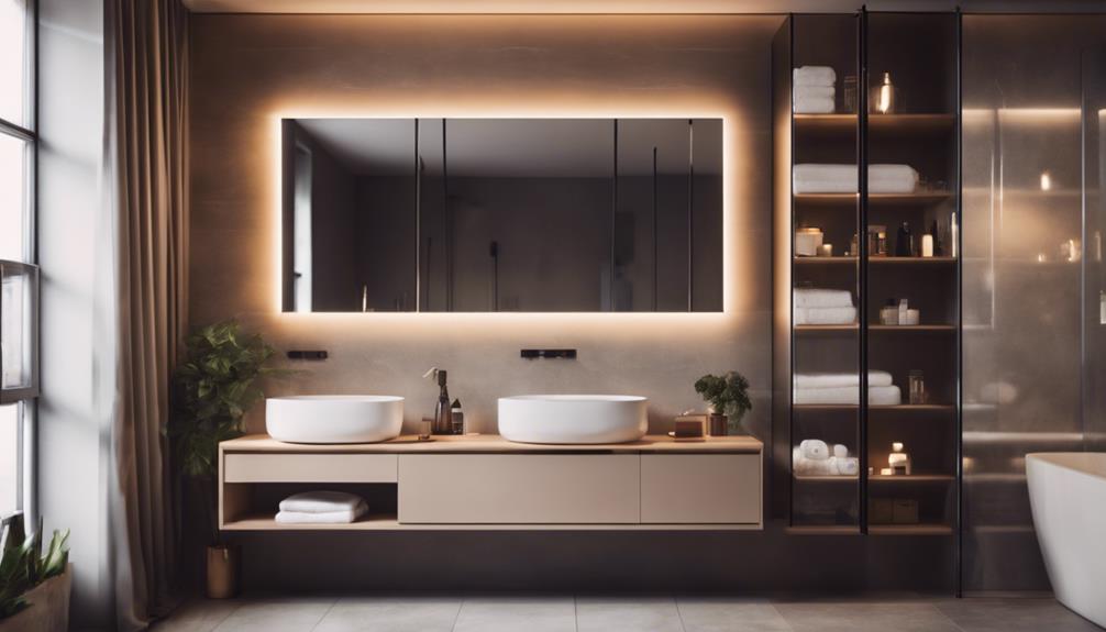 Wall-mounted bathroom cabinets with lights