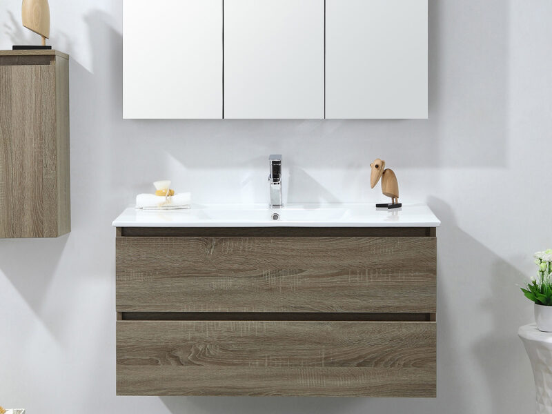 Nordic brown oak bathroom cabinet